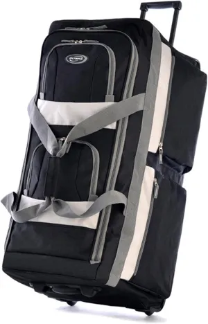 Olympia U.S.A. 33 inch Jumbo Size 8 Pockets Wheeled Rolling Duffel Bag Water Resistant Luggage Lightweight Travel Suitcase with Retractable Handle