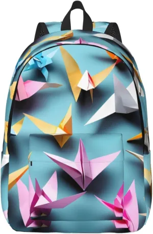 Origami Paper Cranes print Hiking Backpack Casual Daypack Outdoor Travel Backpacks Bookbag for Men Women Adult