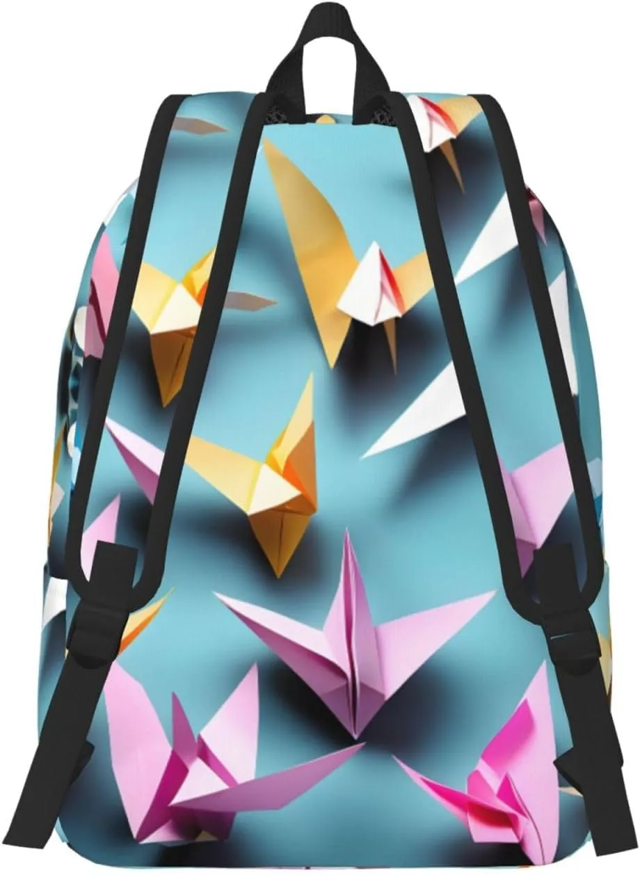 Origami Paper Cranes print Hiking Backpack Casual Daypack Outdoor Travel Backpacks Bookbag for Men Women Adult