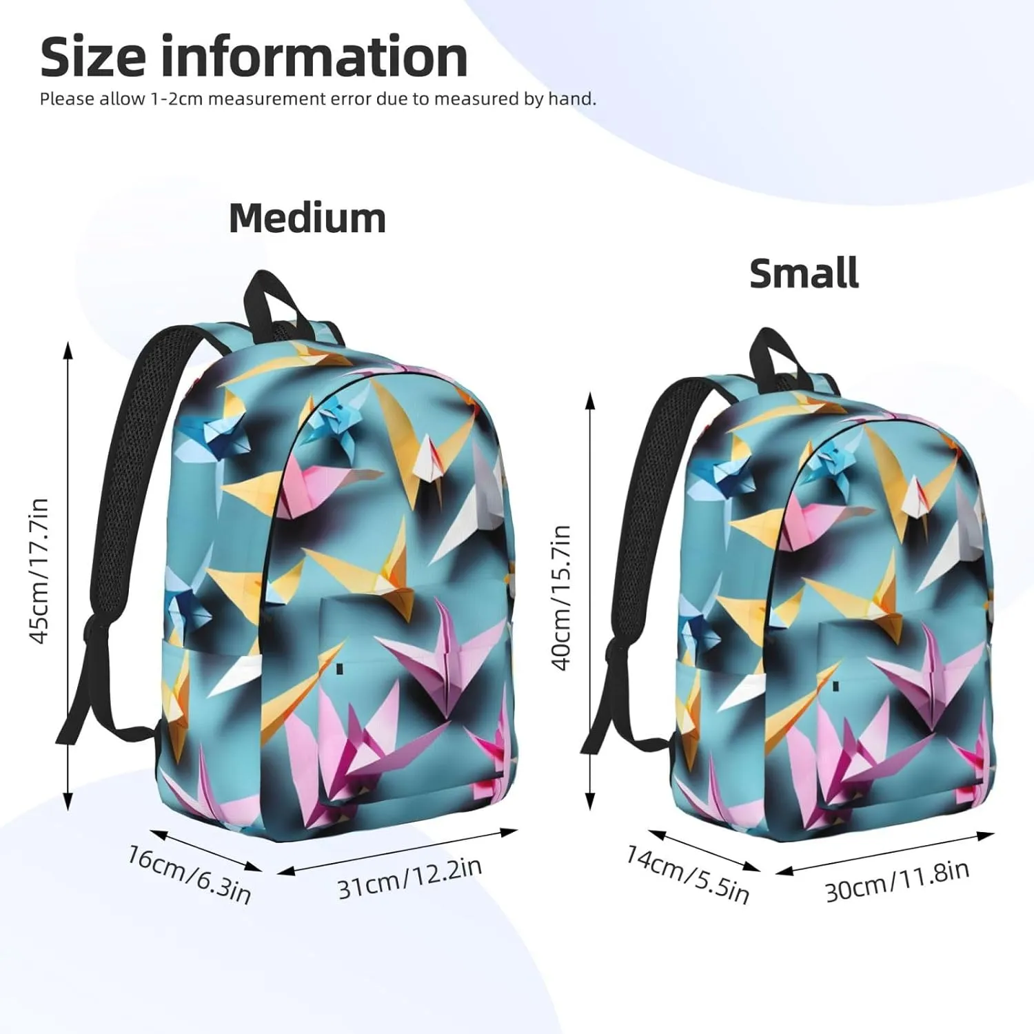 Origami Paper Cranes print Hiking Backpack Casual Daypack Outdoor Travel Backpacks Bookbag for Men Women Adult