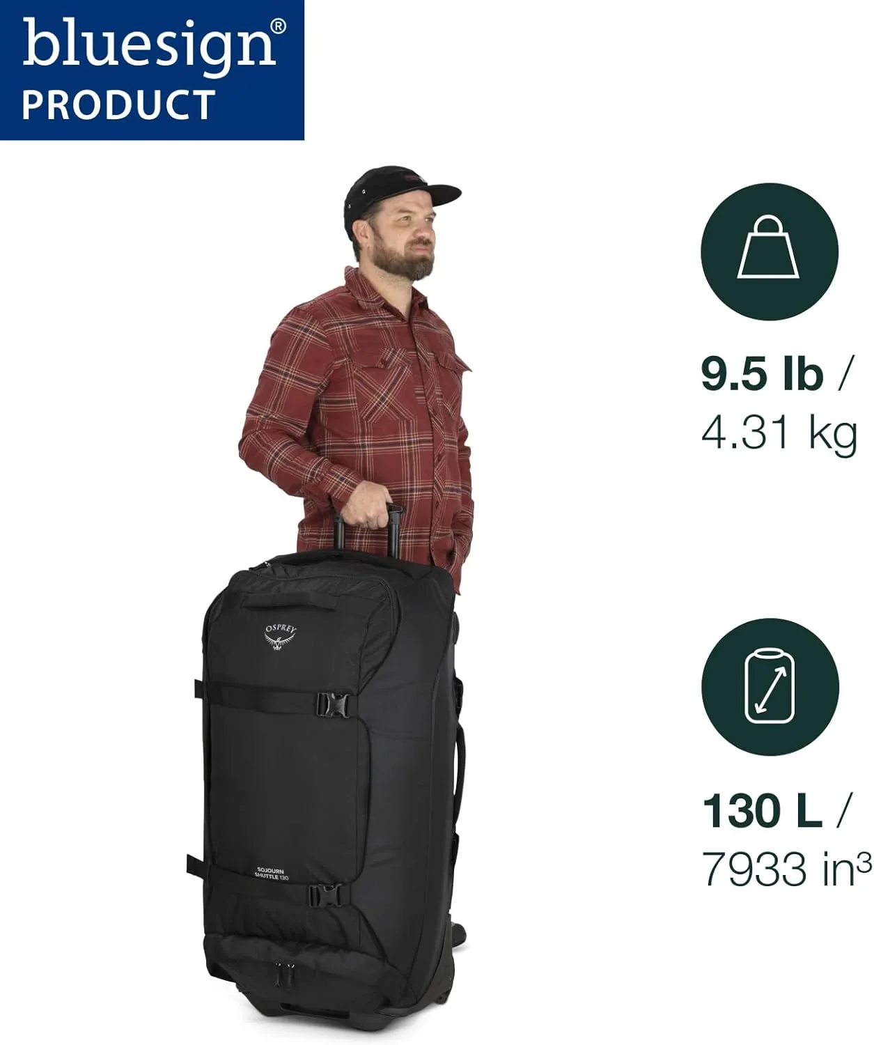 Osprey Sojourn Shuttle 36"/130L Wheeled Duffel Luggage, Koseret Green