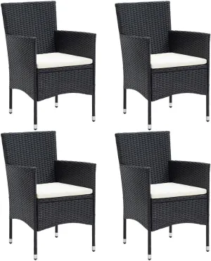 Outdoor Chairs,Zero Gravity Chair,Folding Stool,Patio Dining Chairs 4 pcs Poly Rattan BlackFor Gardens, patios, Balconies