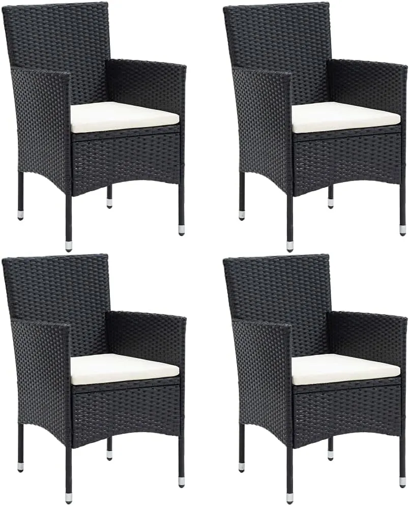 Outdoor Chairs,Zero Gravity Chair,Folding Stool,Patio Dining Chairs 4 pcs Poly Rattan BlackFor Gardens, patios, Balconies