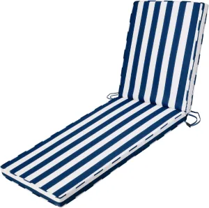 Outdoor Chaise Lounge Cushions for Patio, 71"x22"x3" Lounge Chair Cushions, Waterproof Replacement Seat Pads for Outdoor Furniture (Navy Blue White Stripes, 1 Pcs)