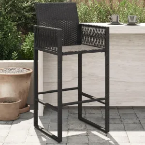 Outdoor Dining Chairs Beach Chair Camping Chairs Kitchen Chairs - Patio Bar Stools 2 pcs Black Poly Rattan for Terrace Garden Outside Campsites