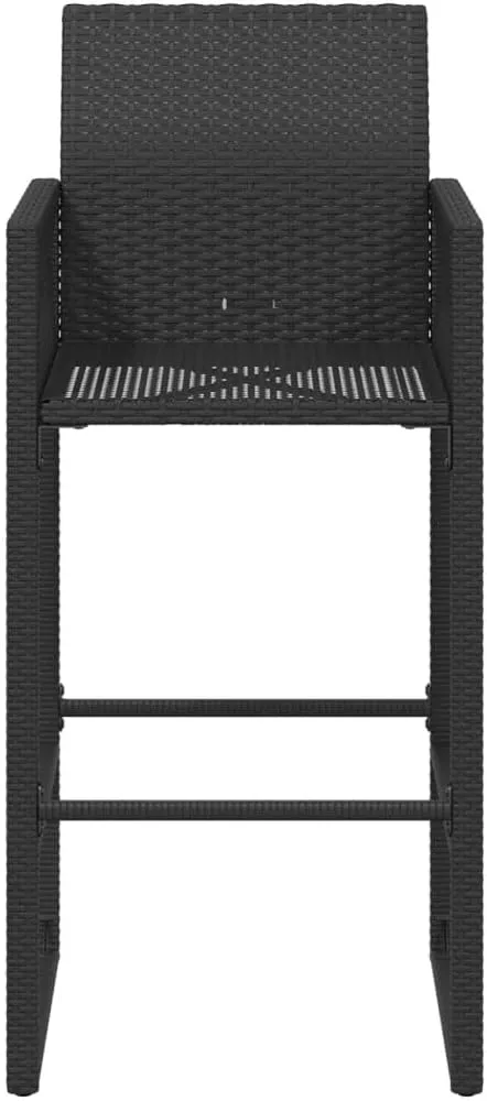 Outdoor Dining Chairs Beach Chair Camping Chairs Kitchen Chairs - Patio Bar Stools 2 pcs Black Poly Rattan for Terrace Garden Outside Campsites