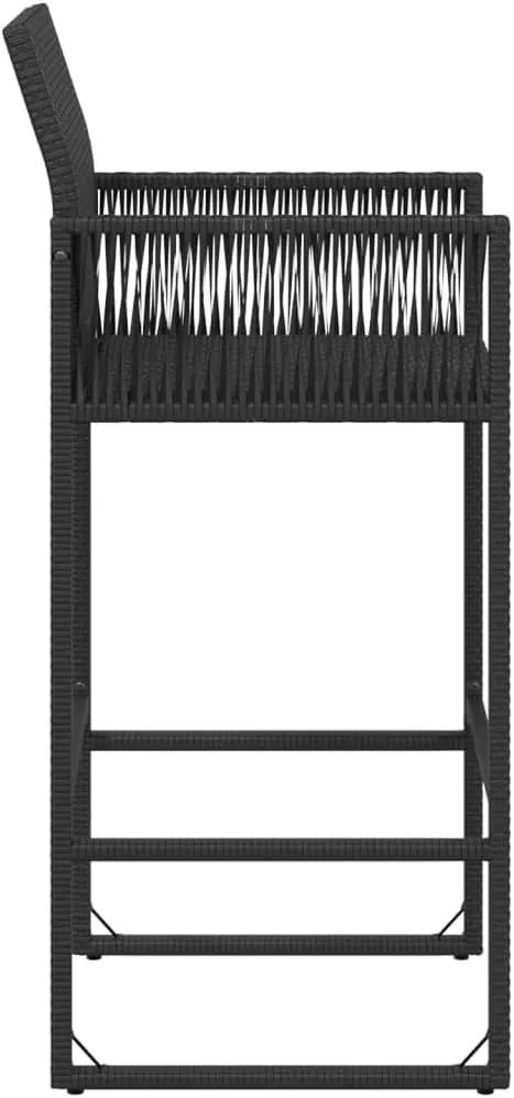 Outdoor Dining Chairs Beach Chair Camping Chairs Kitchen Chairs - Patio Bar Stools 2 pcs Black Poly Rattan for Terrace Garden Outside Campsites