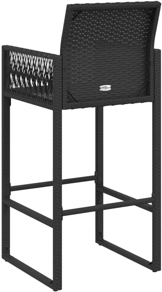Outdoor Dining Chairs Beach Chair Camping Chairs Kitchen Chairs - Patio Bar Stools 2 pcs Black Poly Rattan for Terrace Garden Outside Campsites