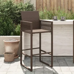 Outdoor Dining Chairs Beach Chair Camping Chairs Kitchen Chairs - Patio Bar Stools 2 pcs Brown Poly Rattan for Terrace Garden Outside Campsites