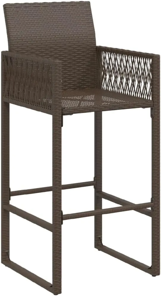 Outdoor Dining Chairs Beach Chair Camping Chairs Kitchen Chairs - Patio Bar Stools 2 pcs Brown Poly Rattan for Terrace Garden Outside Campsites