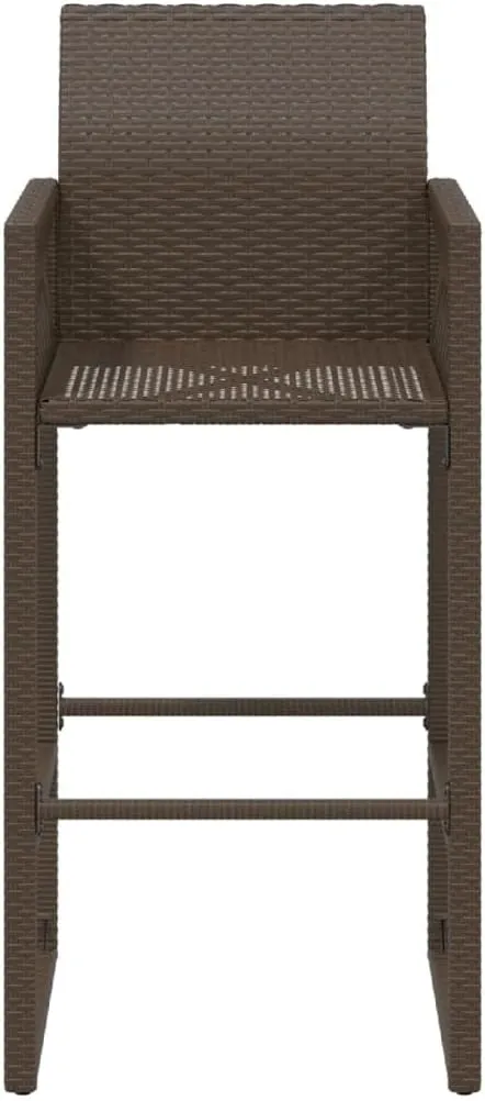 Outdoor Dining Chairs Beach Chair Camping Chairs Kitchen Chairs - Patio Bar Stools 2 pcs Brown Poly Rattan for Terrace Garden Outside Campsites