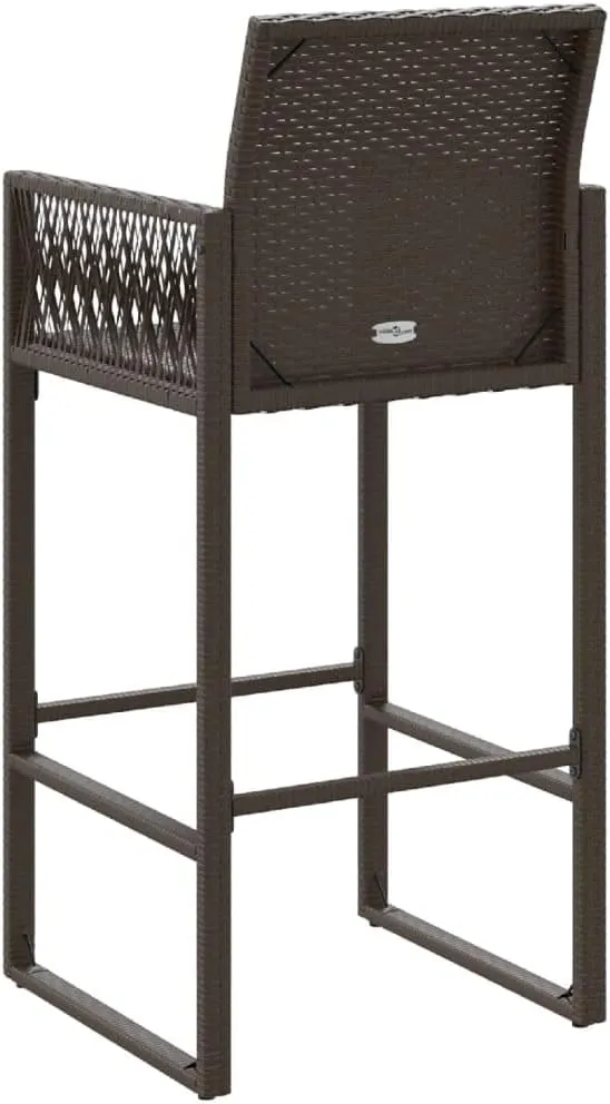 Outdoor Dining Chairs Beach Chair Camping Chairs Kitchen Chairs - Patio Bar Stools 2 pcs Brown Poly Rattan for Terrace Garden Outside Campsites
