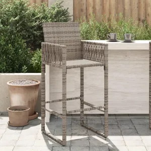 Outdoor Dining Chairs Beach Chair Camping Chairs Kitchen Chairs - Patio Bar Stools 2 pcs Gray Poly Rattan for Terrace Garden Outside Campsites