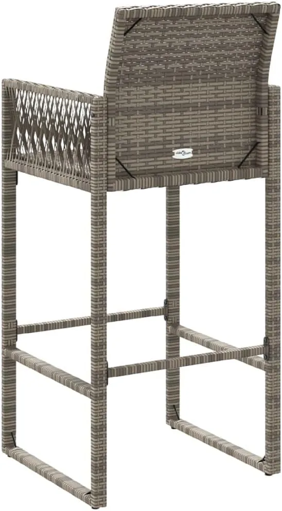 Outdoor Dining Chairs Beach Chair Camping Chairs Kitchen Chairs - Patio Bar Stools 2 pcs Gray Poly Rattan for Terrace Garden Outside Campsites