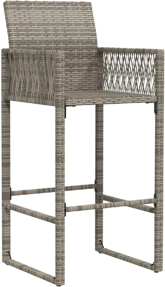 Outdoor Dining Chairs Beach Chair Camping Chairs Kitchen Chairs - Patio Bar Stools 2 pcs Gray Poly Rattan for Terrace Garden Outside Campsites