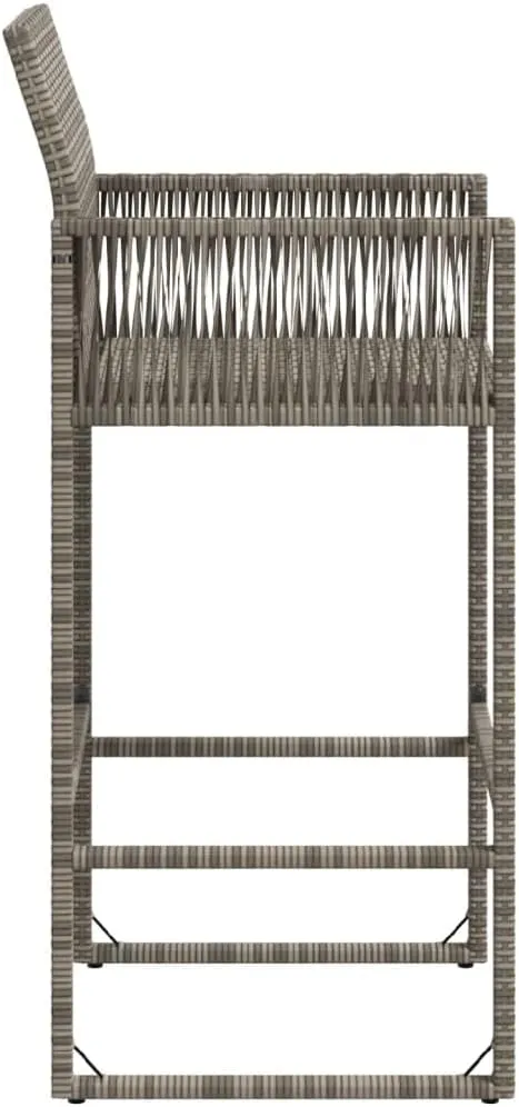 Outdoor Dining Chairs Beach Chair Camping Chairs Kitchen Chairs - Patio Bar Stools 2 pcs Gray Poly Rattan for Terrace Garden Outside Campsites