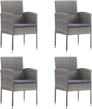 Outdoor Dining Chairs Beach Chair Camping Chairs Kitchen Chairs - Patio Chairs with Dark Gray Cushions 4 pcs Gray Poly Rattan for Beaches Park Garden Outside