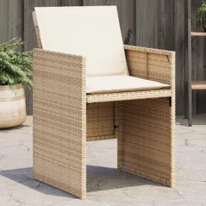 Outdoor Dining Chairs Beach Chair Dining Chairs Lounge Chair - Patio Chairs with Cushions 4 pcs Beige Poly Rattan for Campsites Park Garden Beaches