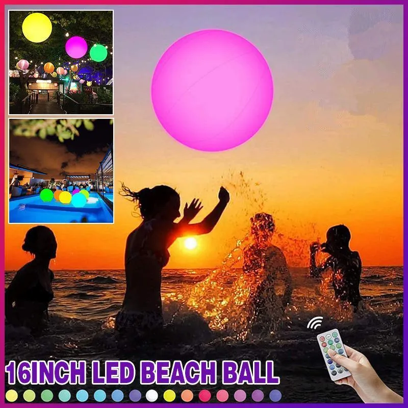 Outdoor Inflatable Beach Ball LED Light Swimming Pool Party Water Game Toys