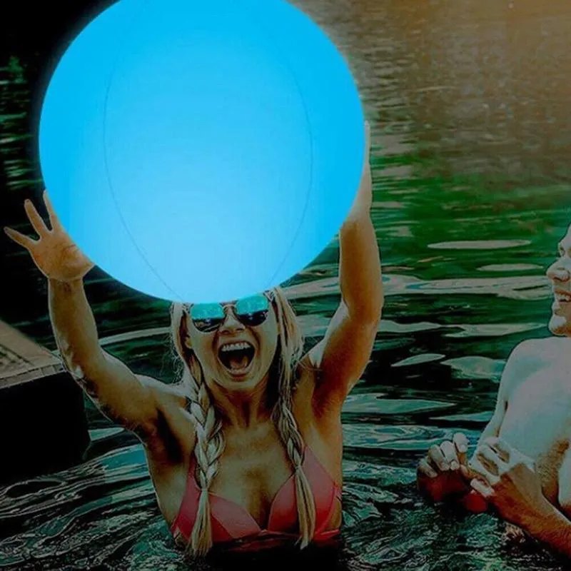 Outdoor Inflatable Beach Ball LED Light Swimming Pool Party Water Game Toys