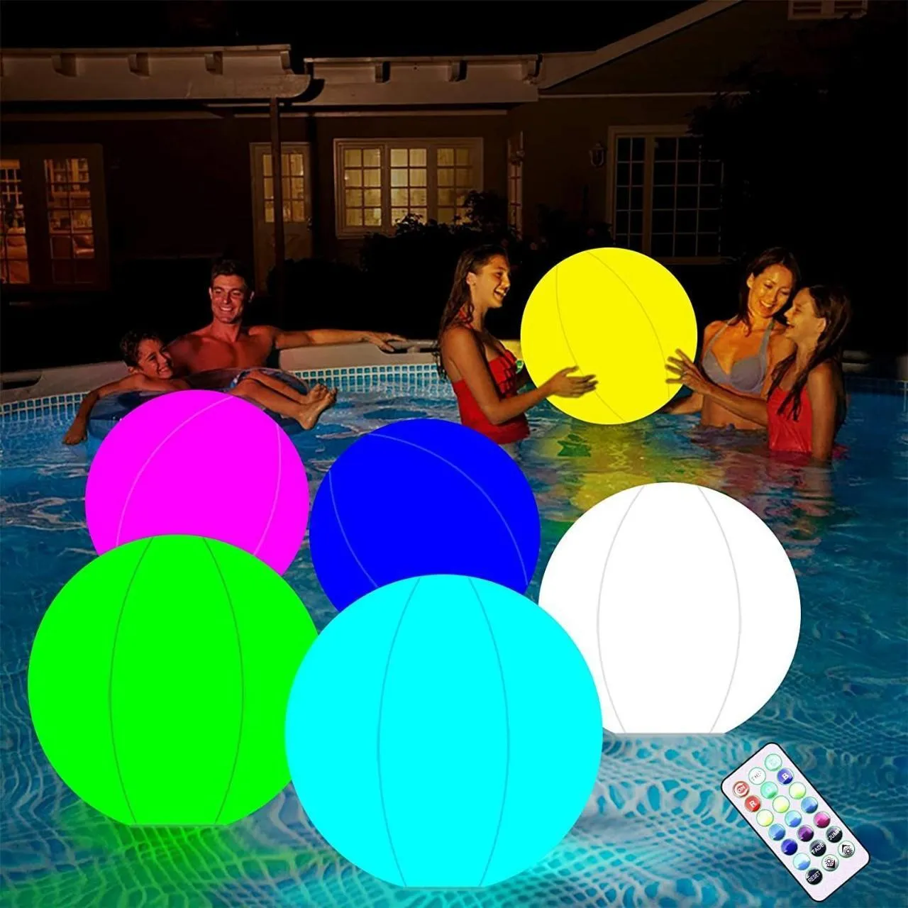 Outdoor Inflatable Beach Ball LED Light Swimming Pool Party Water Game Toys