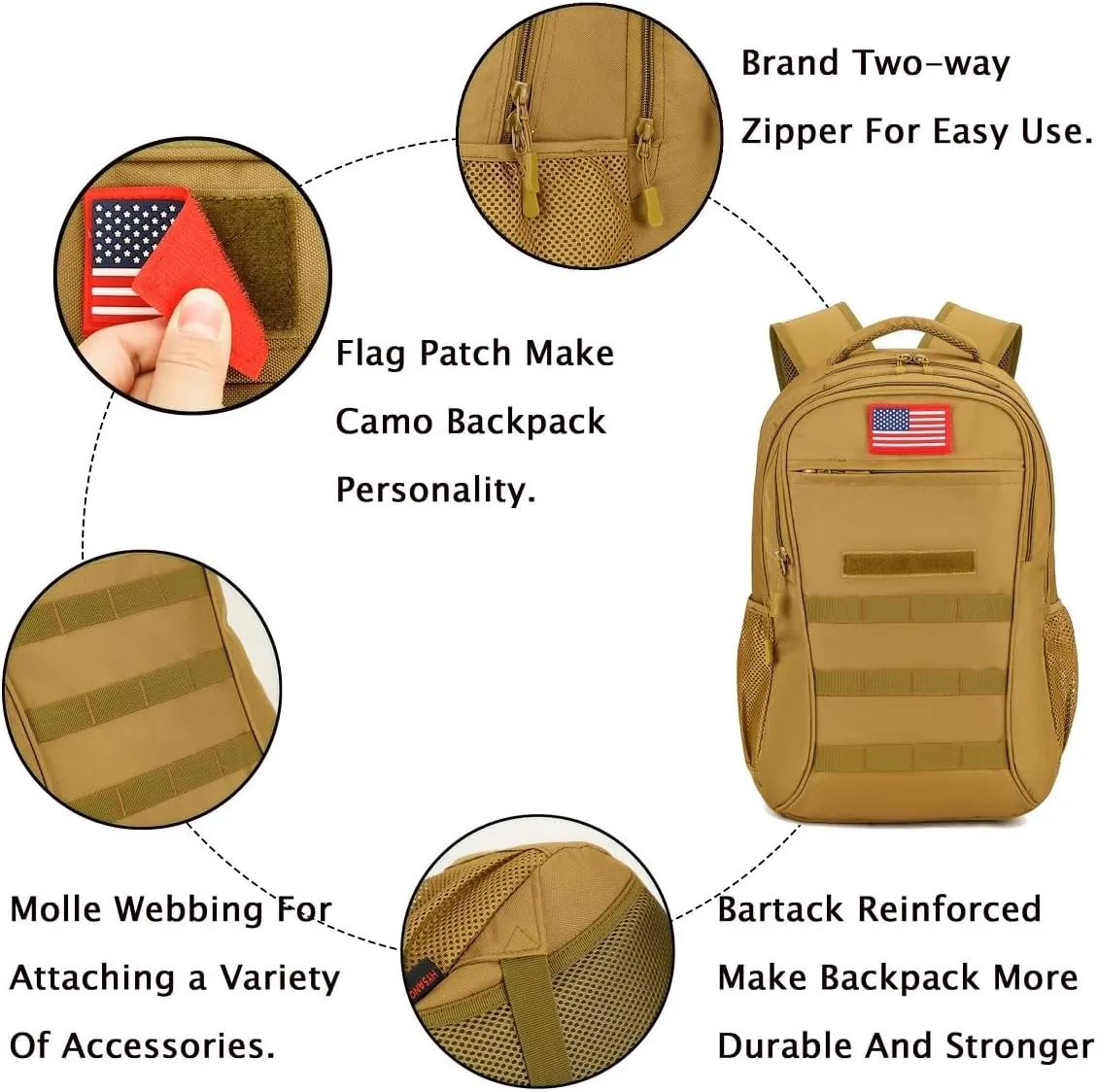outdoor plus Camo Backpack,Military Boys Backpacks for School,Army Bookbag with USB Charging Port,30l/40L