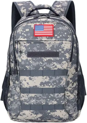 outdoor plus Camo Backpack,Military Boys Backpacks for School,Army Bookbag with USB Charging Port,30l/40L