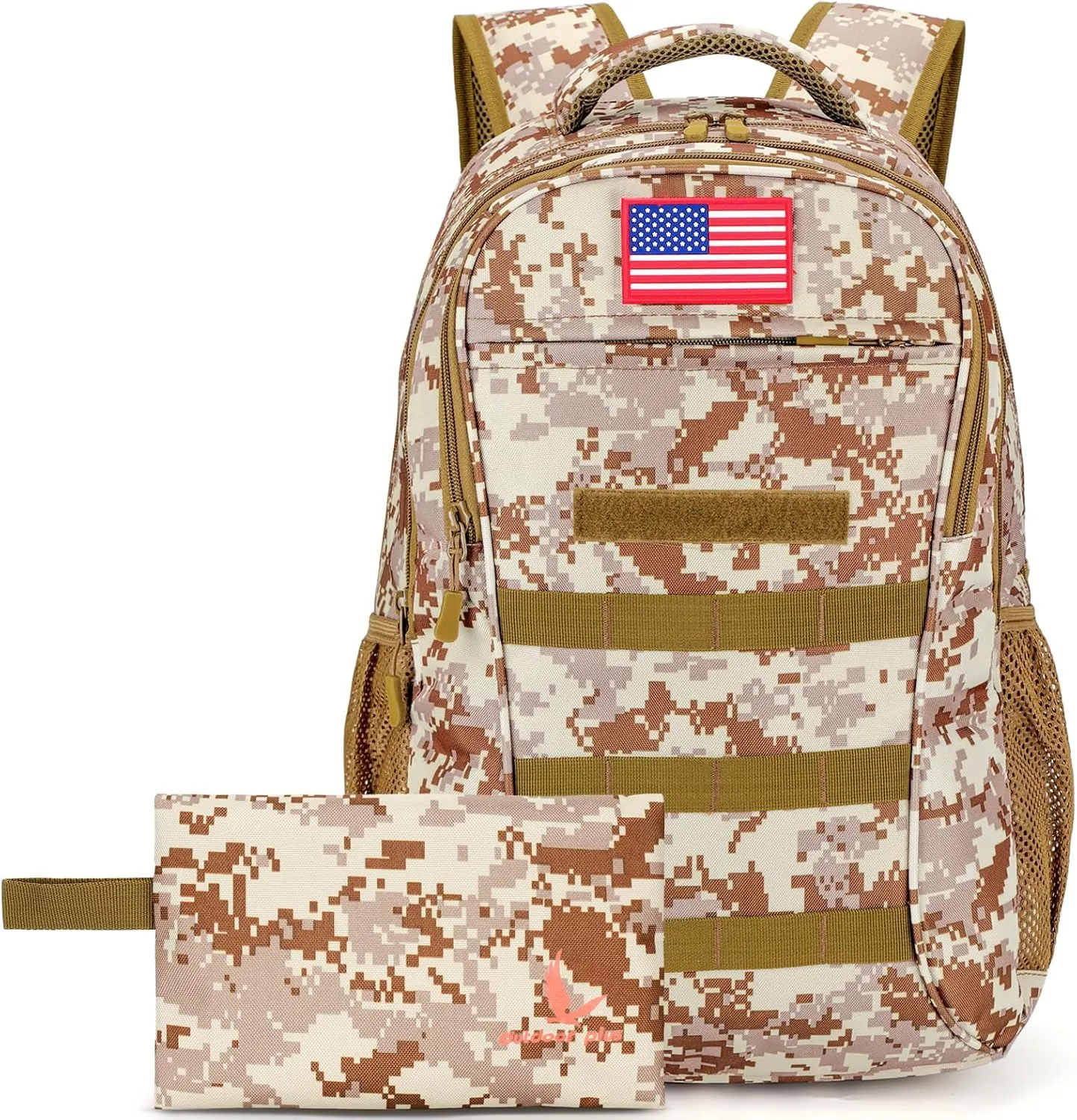 outdoor plus Camo Backpack,Military Boys Backpacks for School,Army Bookbag with USB Charging Port,30l/40L