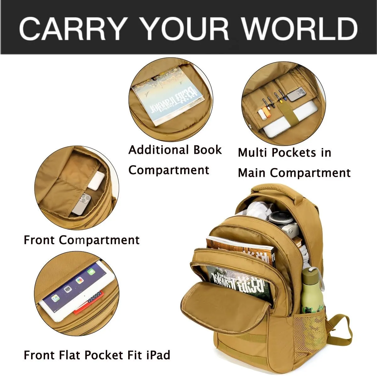 outdoor plus Camo Backpack,Military Boys Backpacks for School,Army Bookbag with USB Charging Port,30l/40L