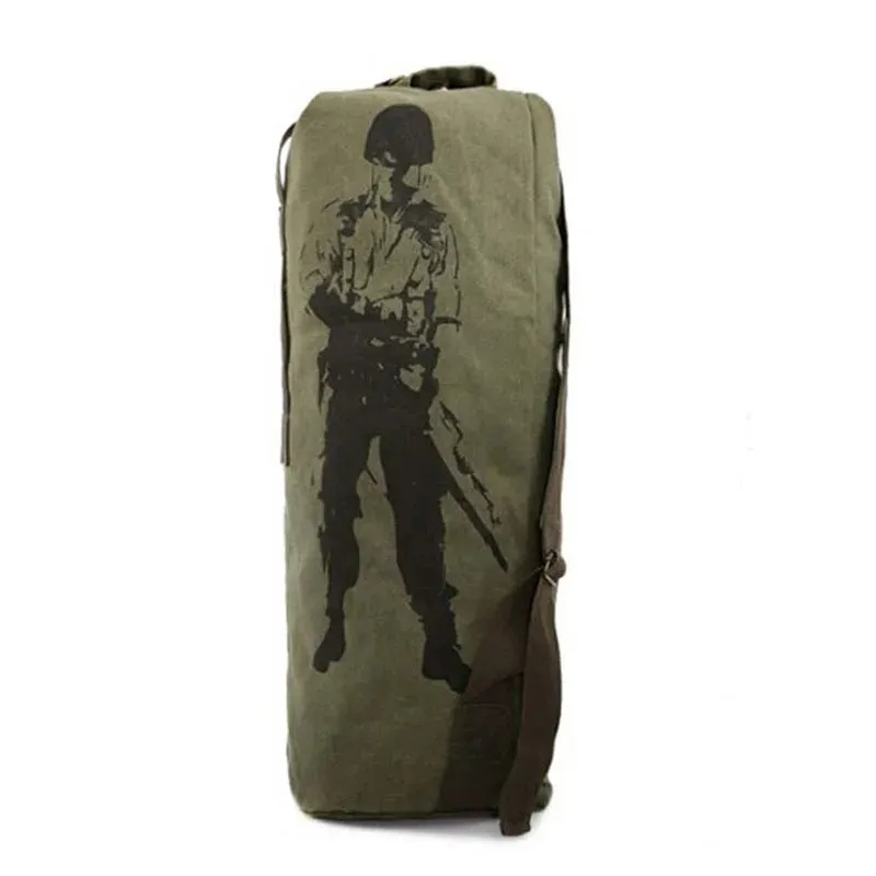 Outdoors Canvas Military Backpack Camping Hiking Rucksack Women Men Bag Bucket Drawstring Travel Rucksack Mochila Army XA1245A
