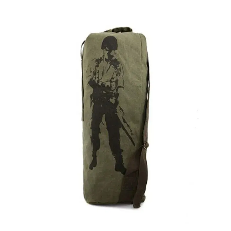 Outdoors Canvas Military Backpack Camping Hiking Rucksack Women Men Bag Bucket Drawstring Travel Rucksack Mochila Army XA1245A