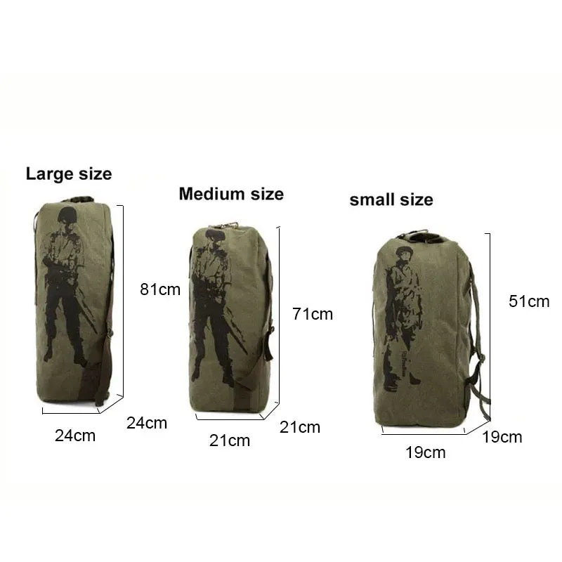 Outdoors Canvas Military Backpack Camping Hiking Rucksack Women Men Bag Bucket Drawstring Travel Rucksack Mochila Army XA1245A
