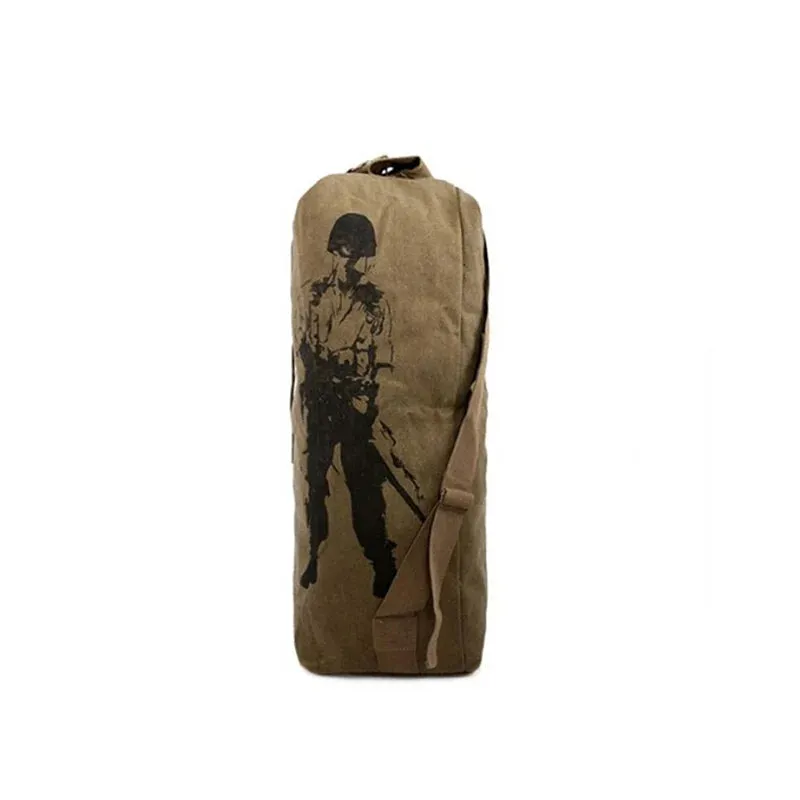 Outdoors Canvas Military Backpack Camping Hiking Rucksack Women Men Bag Bucket Drawstring Travel Rucksack Mochila Army XA1245A