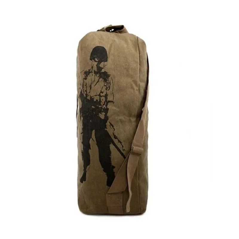 Outdoors Canvas Military Backpack Camping Hiking Rucksack Women Men Bag Bucket Drawstring Travel Rucksack Mochila Army XA1245A