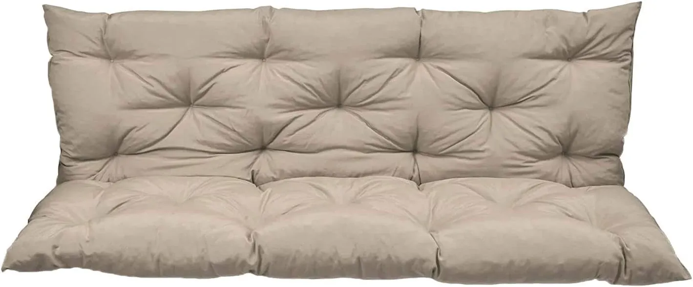 Outside Benches Cushion with Backrest, Thicken Waterproof Swing Cushions 2/3 Seater Replacement, Porch Swing Cushions Outdoor (Beige, 40 x 40 inch)