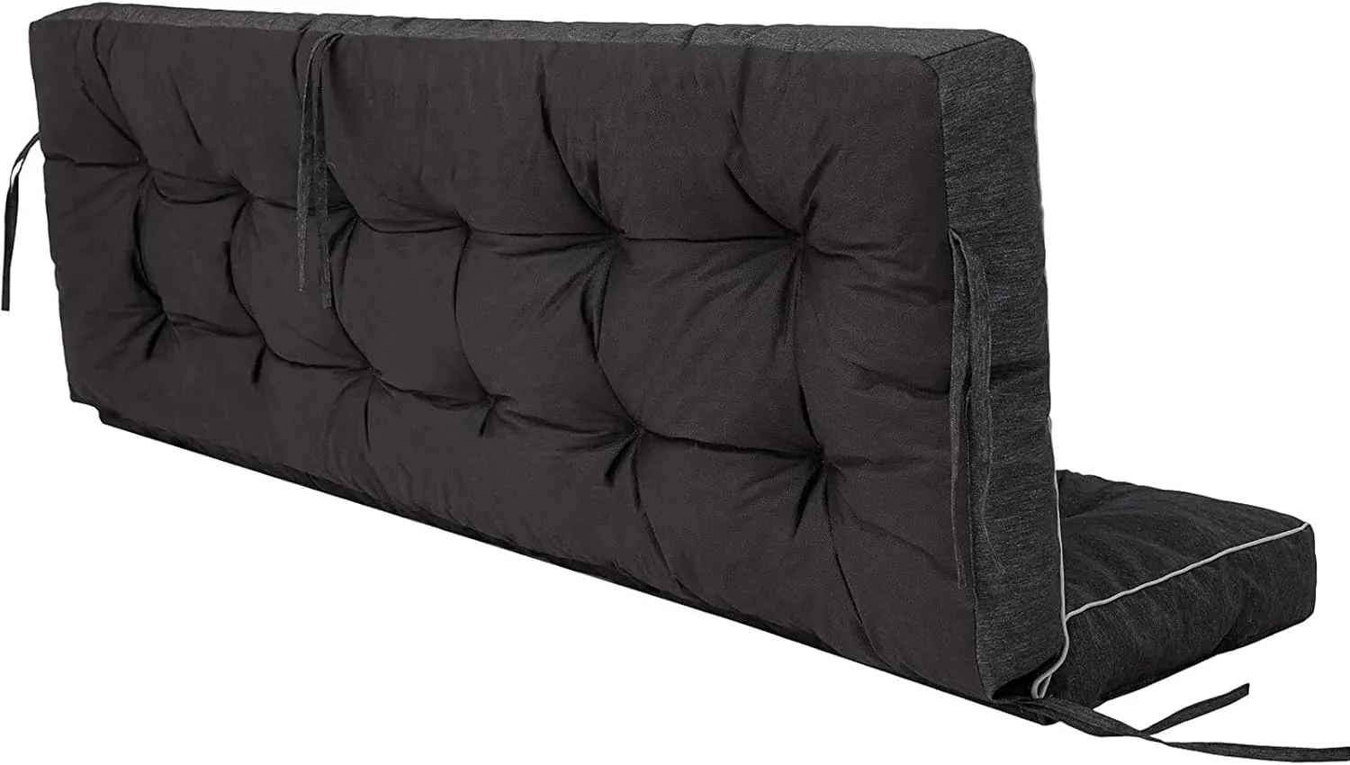 Outside Benches Cushion with Backrest, Thicken Waterproof Swing Cushions 2/3 Seater Replacement, Porch Swing Cushions Outdoor (Black, 55"x40")