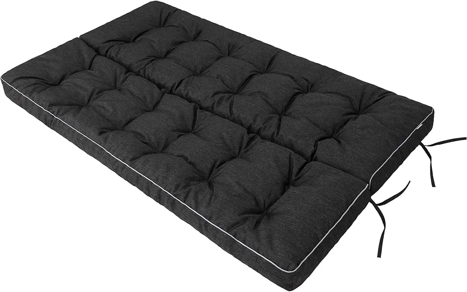 Outside Benches Cushion with Backrest, Thicken Waterproof Swing Cushions 2/3 Seater Replacement, Porch Swing Cushions Outdoor (Black, 55"x40")
