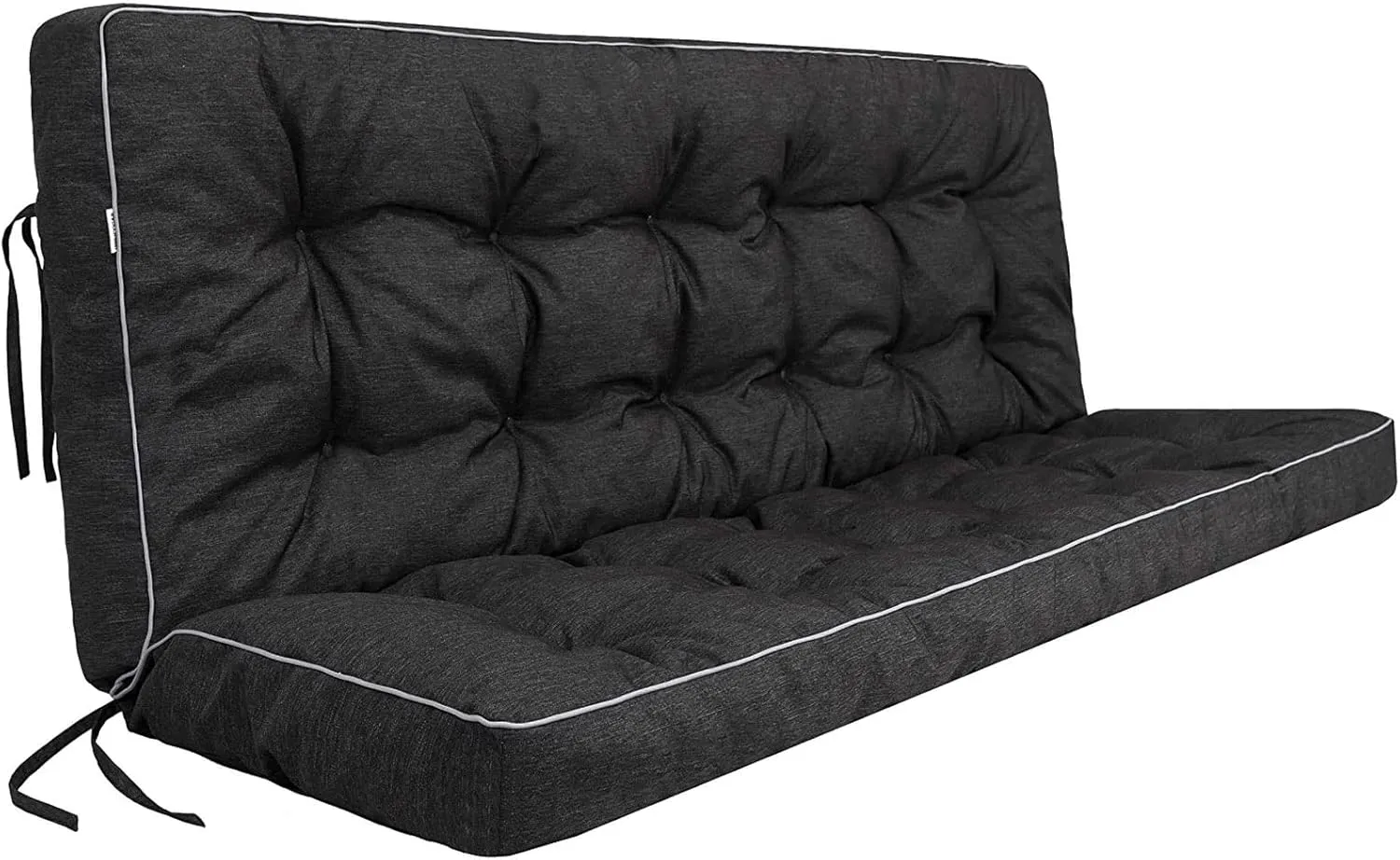 Outside Benches Cushion with Backrest, Thicken Waterproof Swing Cushions 2/3 Seater Replacement, Porch Swing Cushions Outdoor (Black, 55"x40")