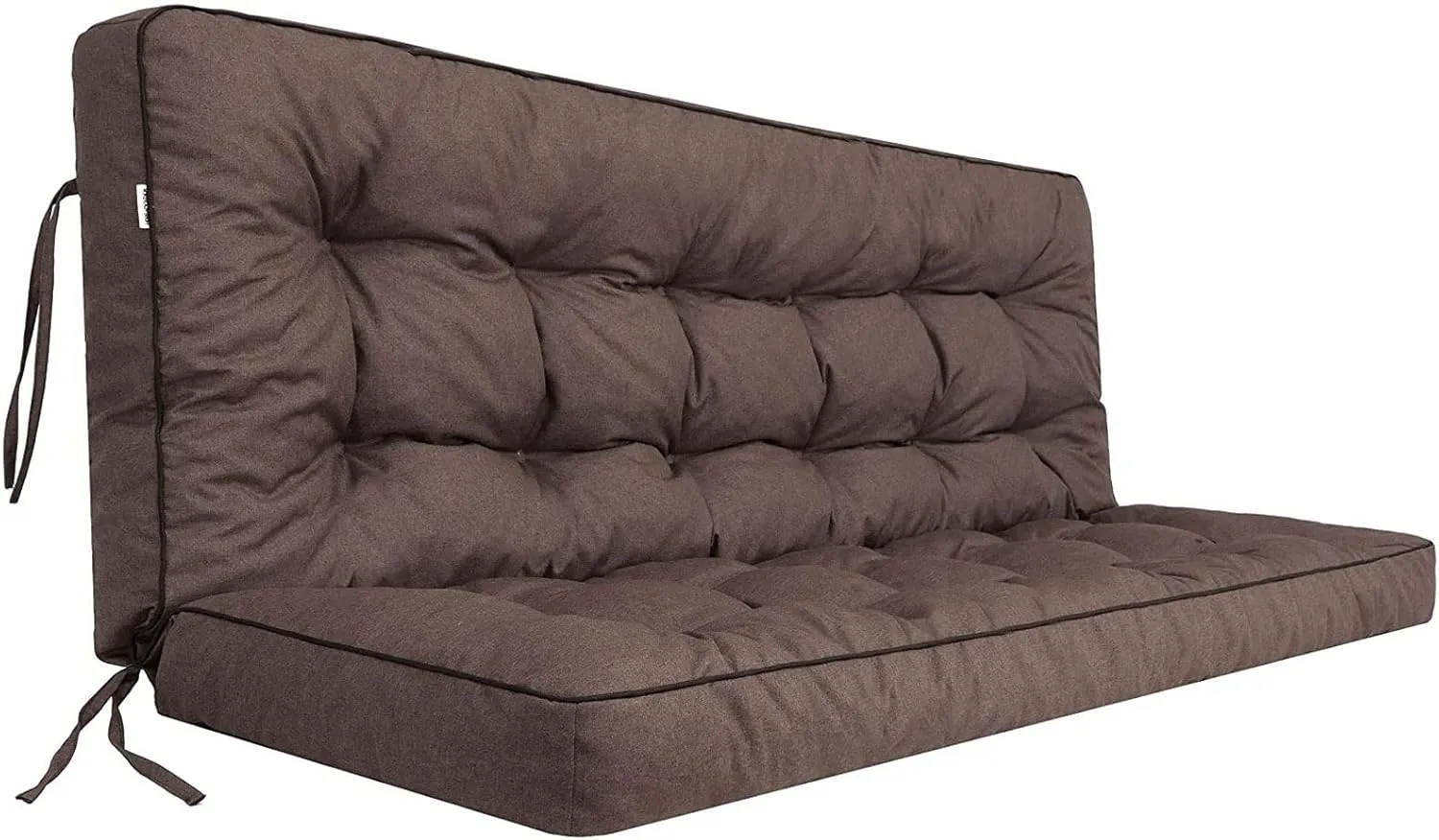 Outside Benches Cushion with Backrest, Thicken Waterproof Swing Cushions 2/3 Seater Replacement, Porch Swing Cushions Outdoor (Brown, 55"x40")