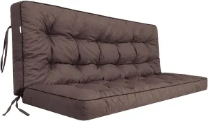 Outside Benches Cushion with Backrest, Thicken Waterproof Swing Cushions 2/3 Seater Replacement, Porch Swing Cushions Outdoor (Brown, 55"x40")
