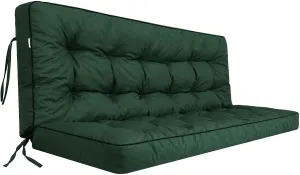 Outside Benches Cushion with Backrest, Thicken Waterproof Swing Cushions 2/3 Seater Replacement, Porch Swing Cushions Outdoor (Dark Green, 55"x40")
