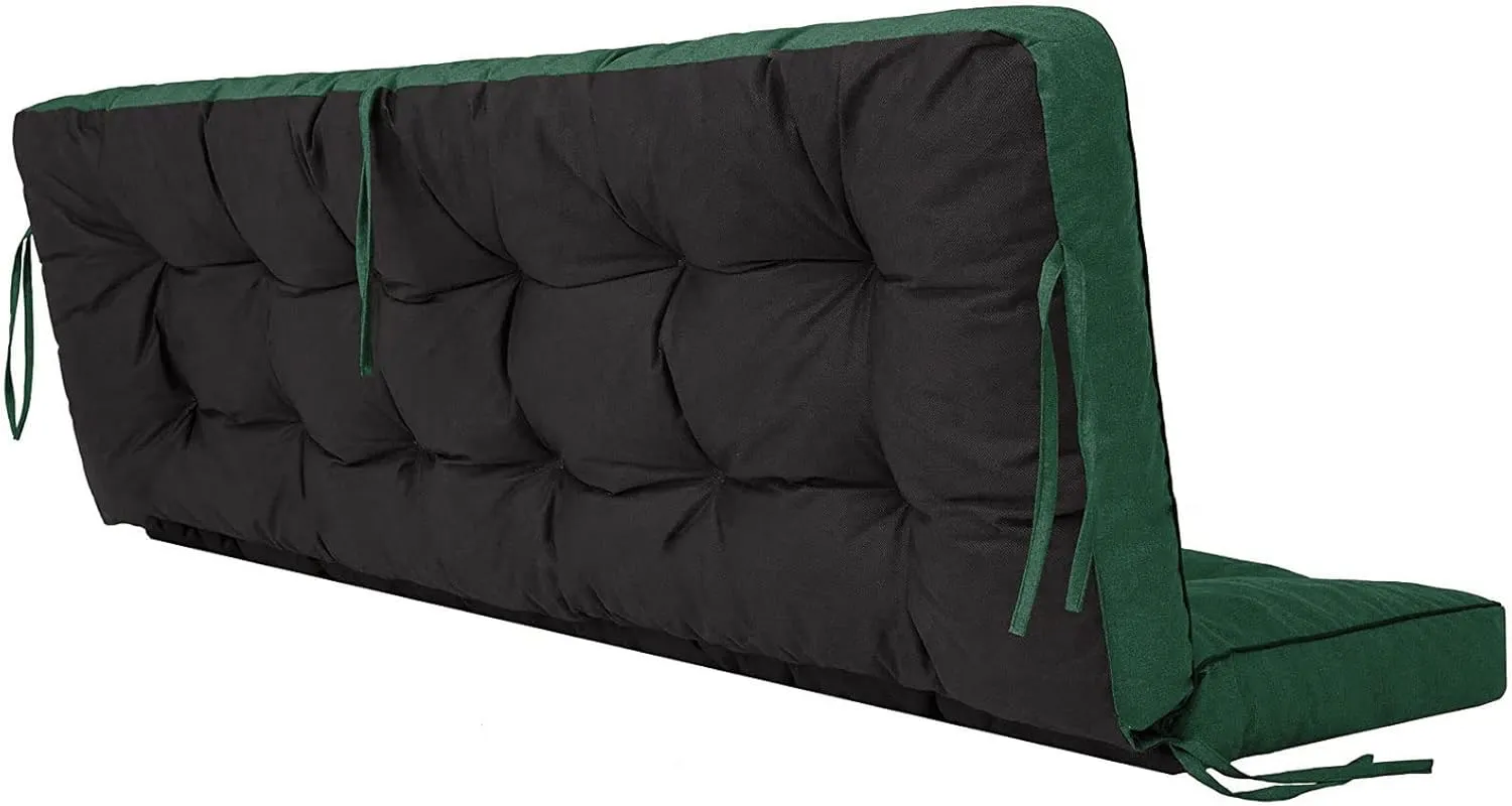 Outside Benches Cushion with Backrest, Thicken Waterproof Swing Cushions 2/3 Seater Replacement, Porch Swing Cushions Outdoor (Dark Green, 55"x40")