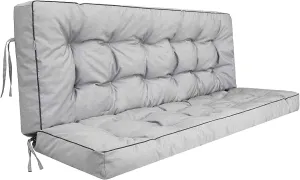 Outside Benches Cushion with Backrest, Thicken Waterproof Swing Cushions 2/3 Seater Replacement, Porch Swing Cushions Outdoor (Gray, 55"x40")