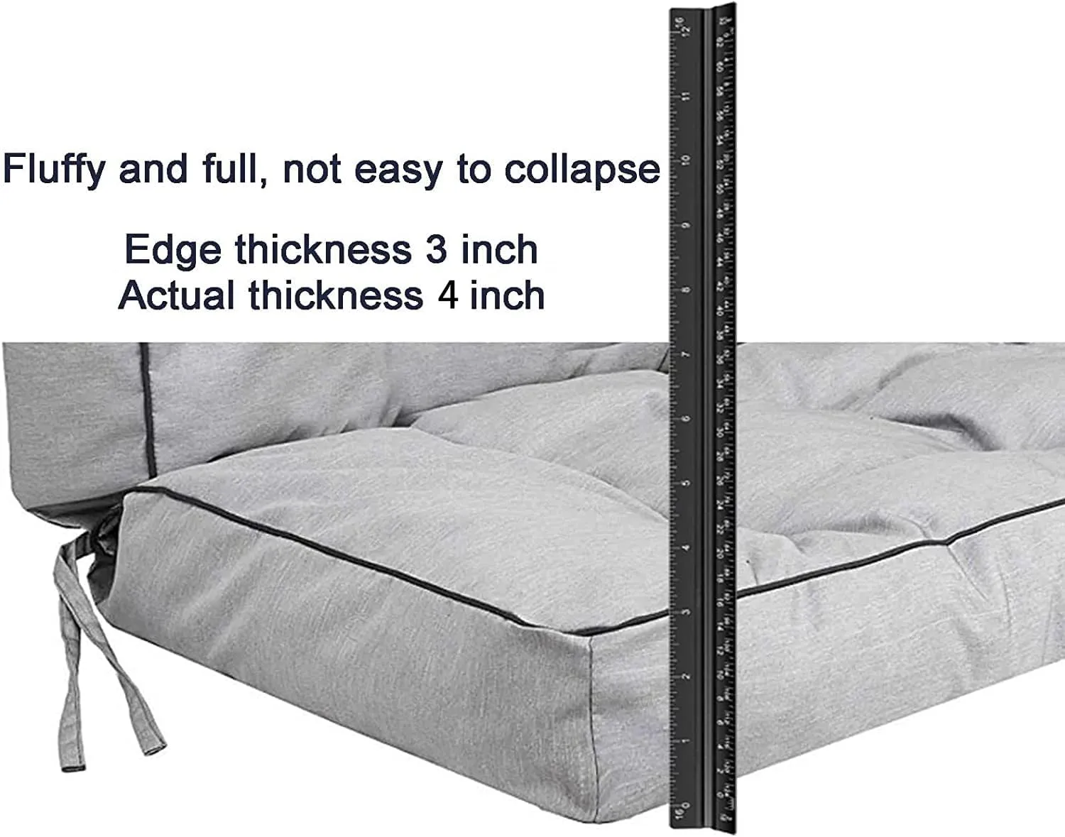 Outside Benches Cushion with Backrest, Thicken Waterproof Swing Cushions 2/3 Seater Replacement, Porch Swing Cushions Outdoor (Gray, 55"x40")