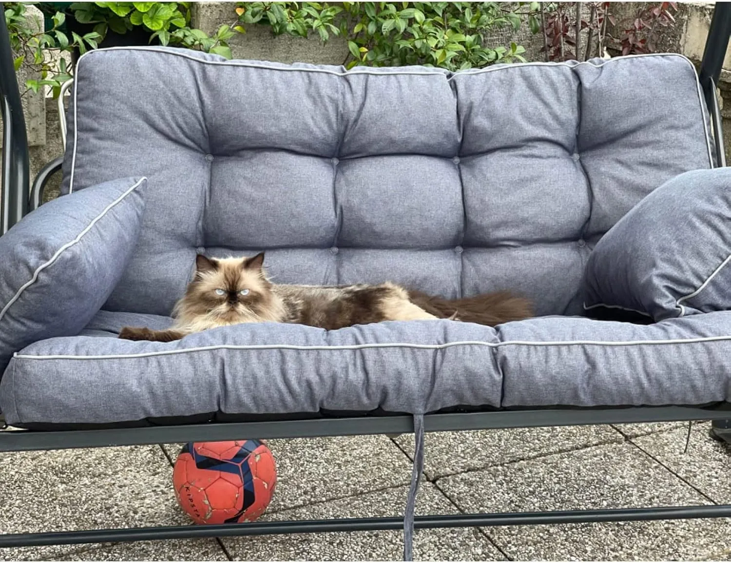 Outside Benches Cushion with Backrest, Thicken Waterproof Swing Cushions 2/3 Seater Replacement, Porch Swing Cushions Outdoor (Gray, 55"x40")