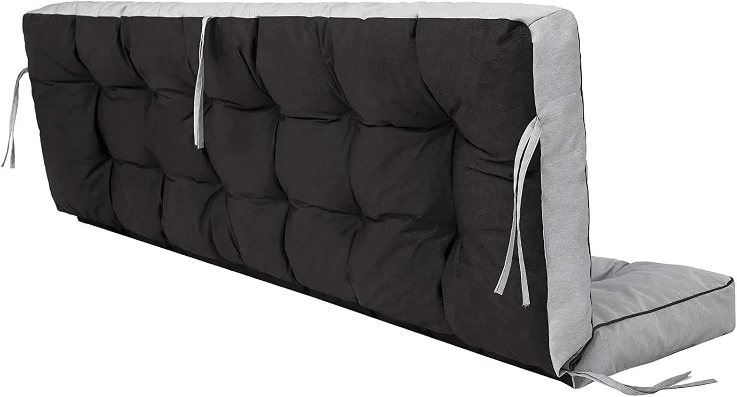 Outside Benches Cushion with Backrest, Thicken Waterproof Swing Cushions 2/3 Seater Replacement, Porch Swing Cushions Outdoor (Gray, 55"x40")