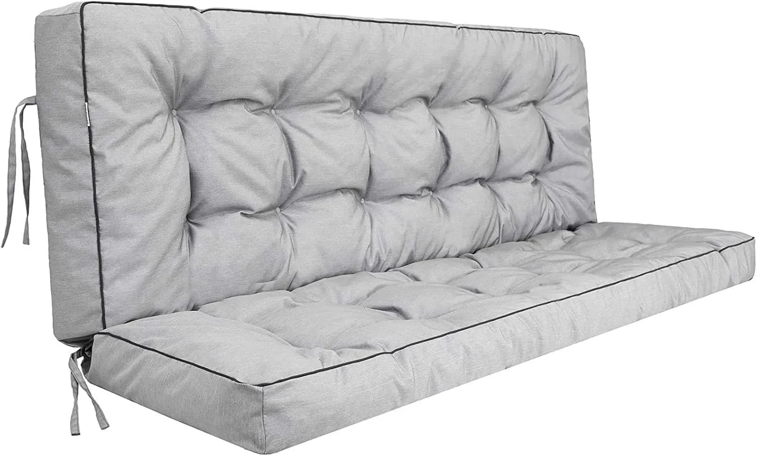 Outside Benches Cushion with Backrest, Thicken Waterproof Swing Cushions 2/3 Seater Replacement, Porch Swing Cushions Outdoor (Gray, 55"x40")