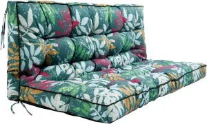 Outside Benches Cushion with Backrest, Thicken Waterproof Swing Cushions 2/3 Seater Replacement, Porch Swing Cushions Outdoor (Green Flower, 55"x40")