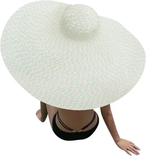 Oversized Beach Straw Hats for Women Floppy, Extra Large Sun Visor Hat Wide Brim Summer Roll Up Beach Hat Women Foldable
