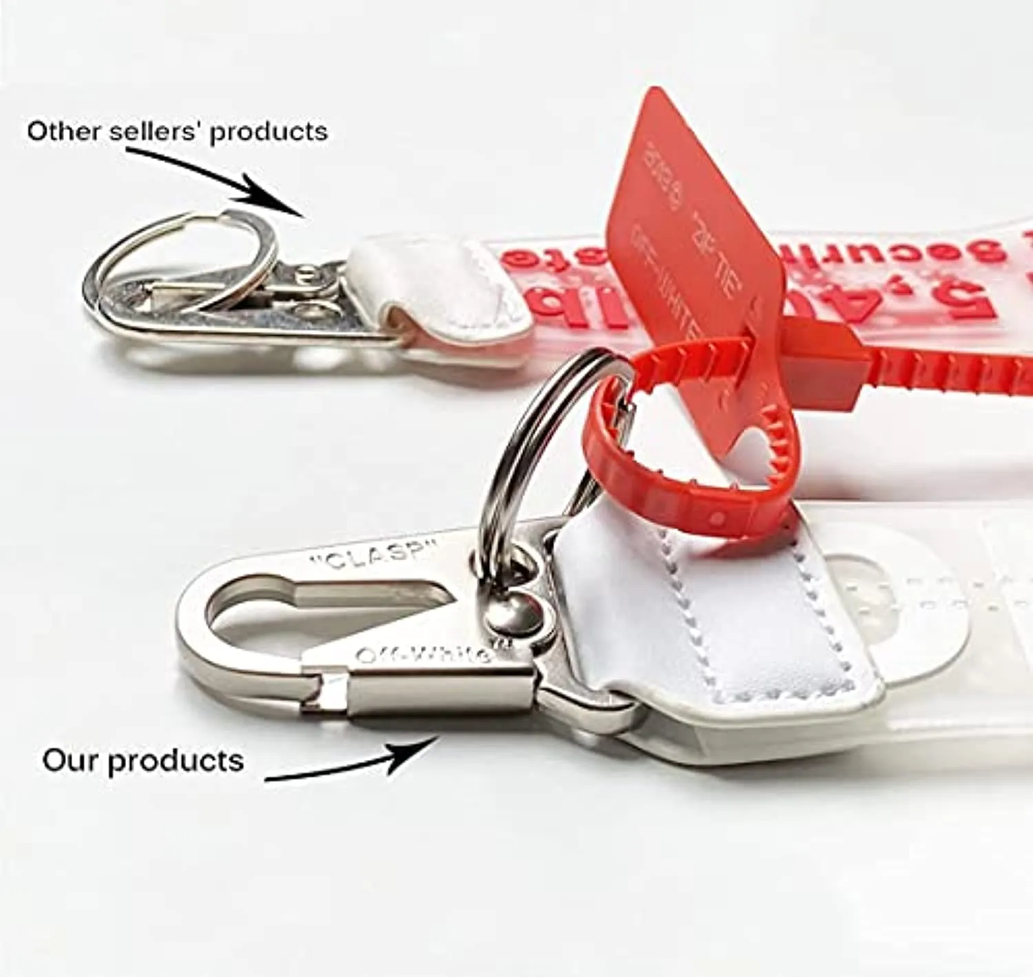 OW Industrial Belt Keychain, Personality Rubber/Canvas Strap Wrist Lanyard, Office Badge Holder Mobile Phone Wallet Jeans Decoration Lanyard (Transparent Black)